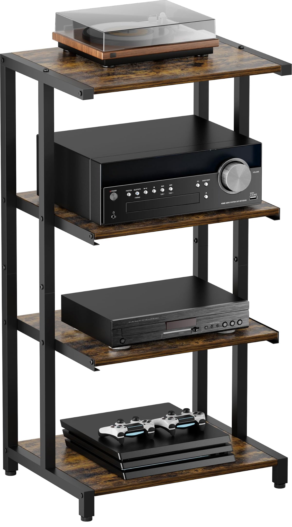 4-Tier Black Wooden Media Stand I9106
