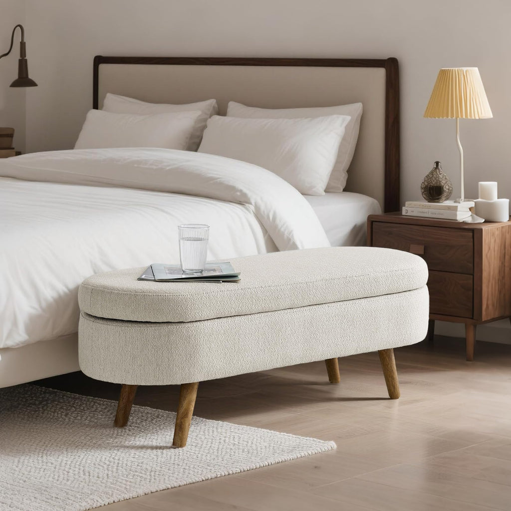 Oval Storage Bench Linen Fabric R61692