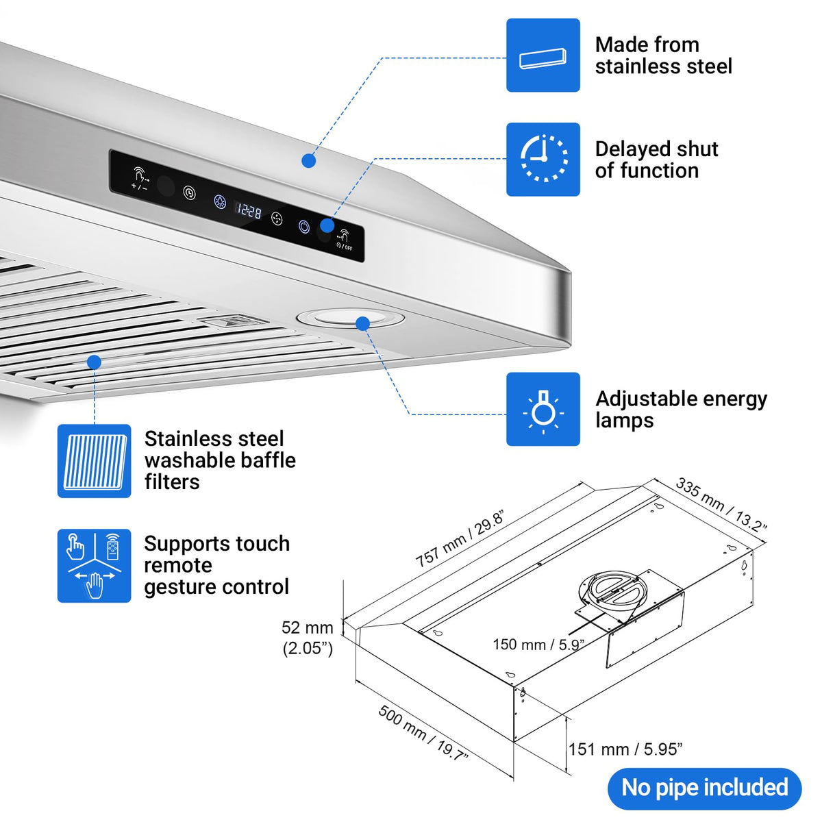 30" Stainless Steel Under Cabinet Range Hood P735
