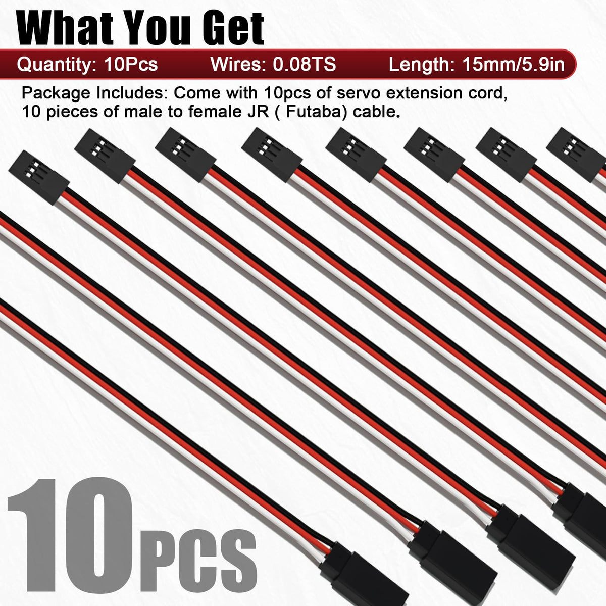 150mm 3 Pin Servo Extension Cable Y Connector 10-Pack N8003