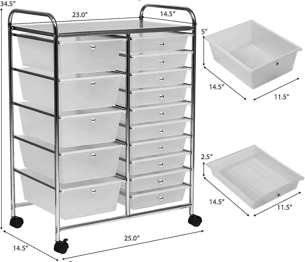 15 Drawer Rolling Storage Cart with Removable Drawers V15139
