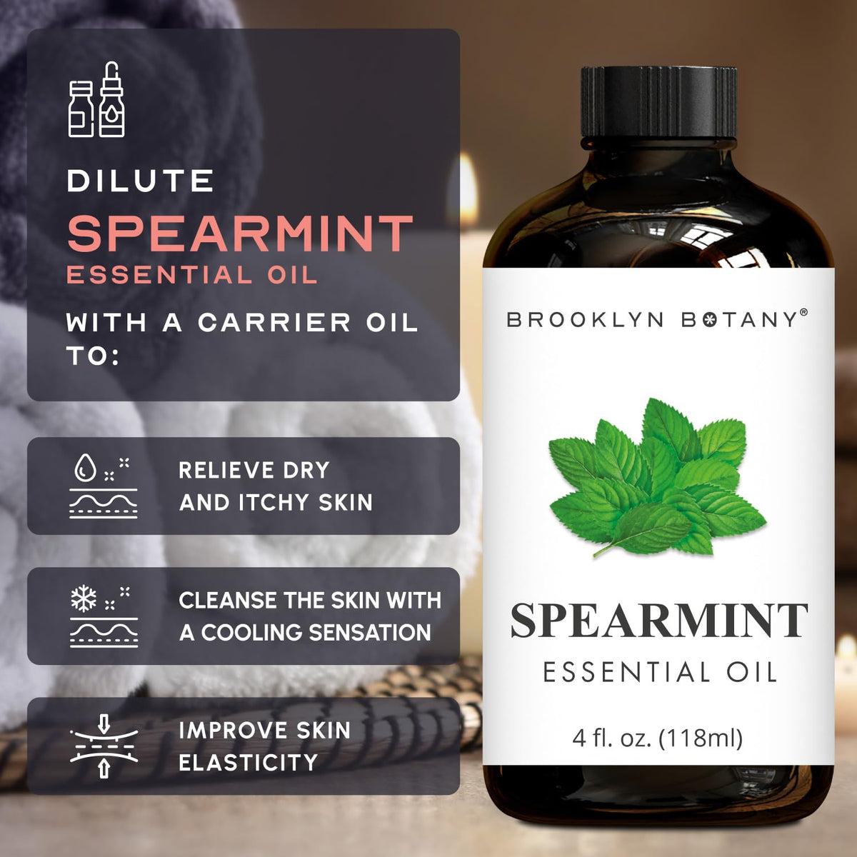 Spearmint & Lavender Essential Oils 4 Fl Oz Pack of 2 A7459