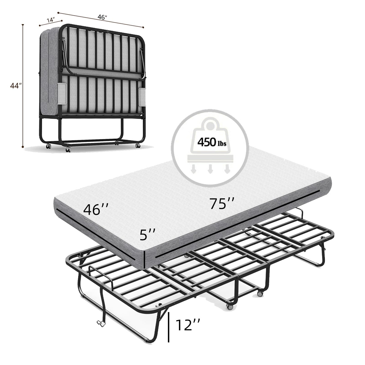 Folding Bed with Mattress X67569