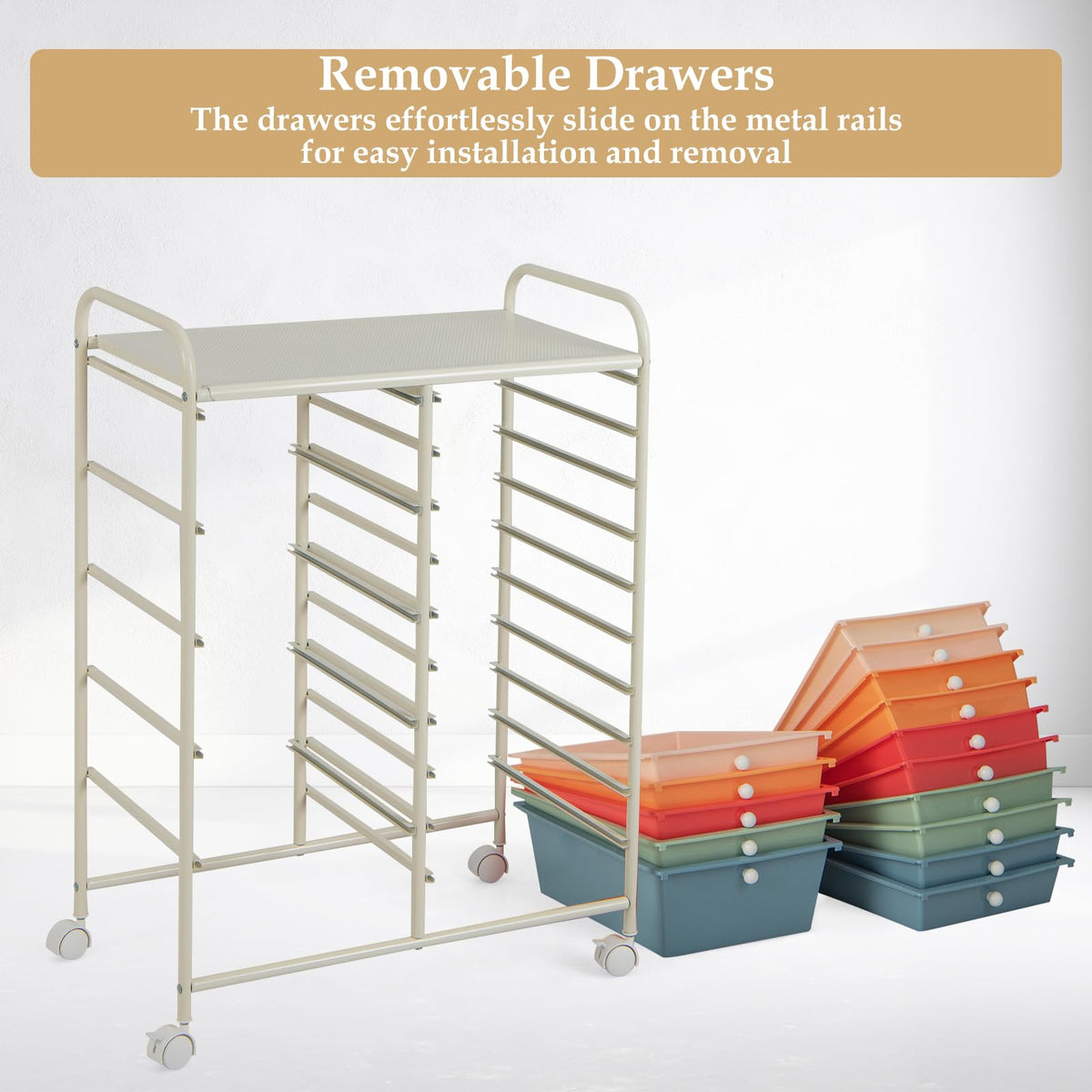 15 Drawer Rolling Storage Cart with Removable Drawers V15139