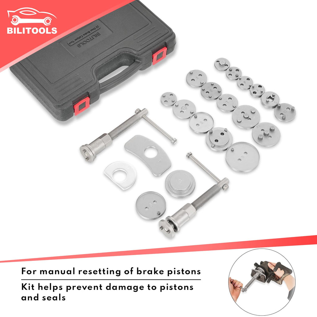 22-Piece Heavy Duty Brake Caliper Compression Tool with 18 Adapters B7771