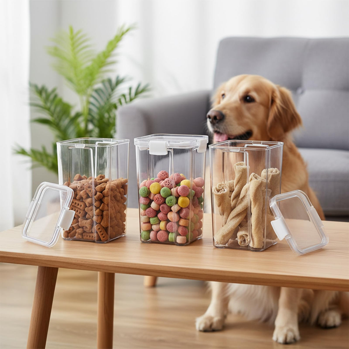 3 Pack Airtight Pet Food Storage Containers with Locking Clips E391423