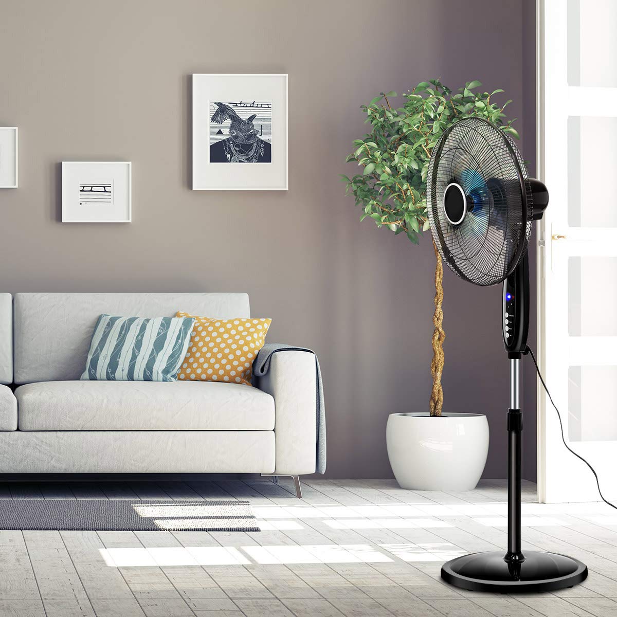 16" Oscillating Pedestal Fan with Remote Control P1490