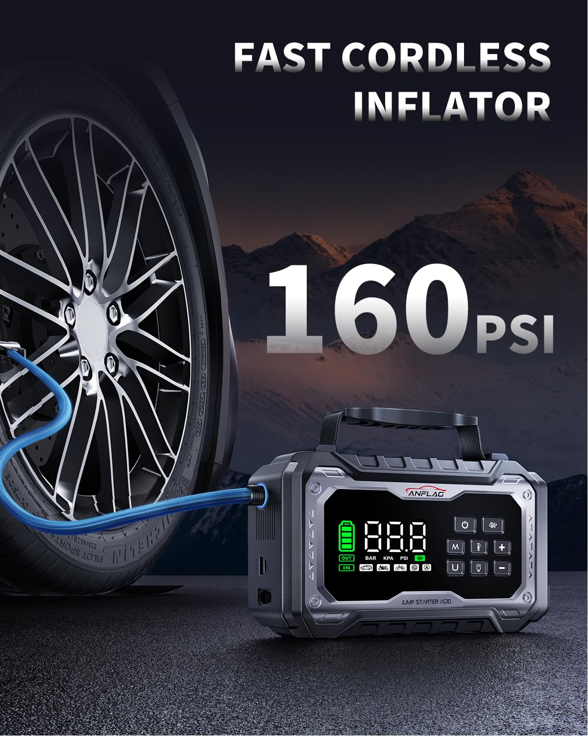 Car Battery Jump Starter with Air Compressor 8000A Portable Booster Pack 160PSI Tire Inflator M497849