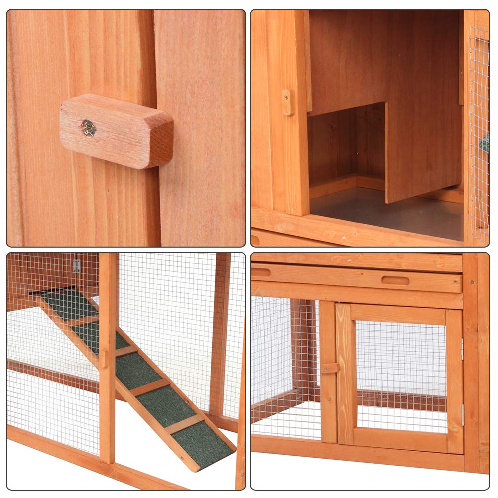 Wooden Chicken Coop with Waterproof Roof and Nesting Box P635653
