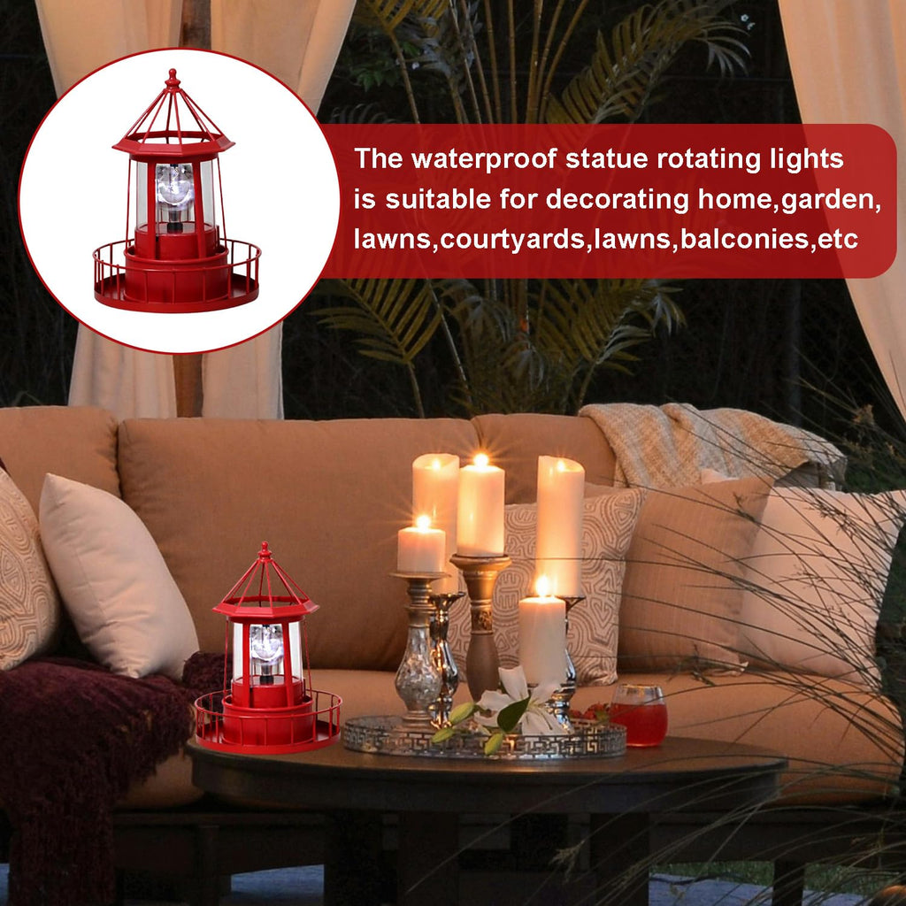 Waterproof Rotating Solar Lighthouse Statue X14956