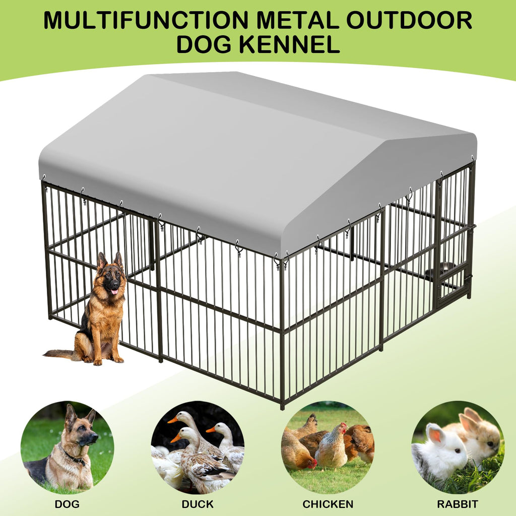 10x10ft Outdoor Dog Kennel with Feeding Door & 2 Bowls L585473