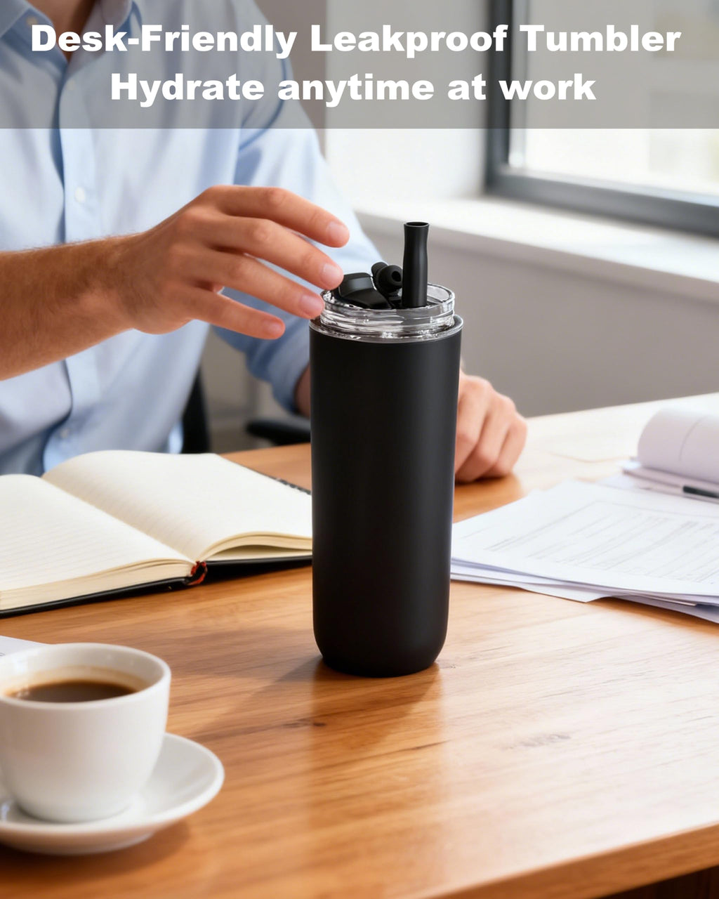 16 oz Insulated Stainless Steel Tumbler with Straw and Lid A14633