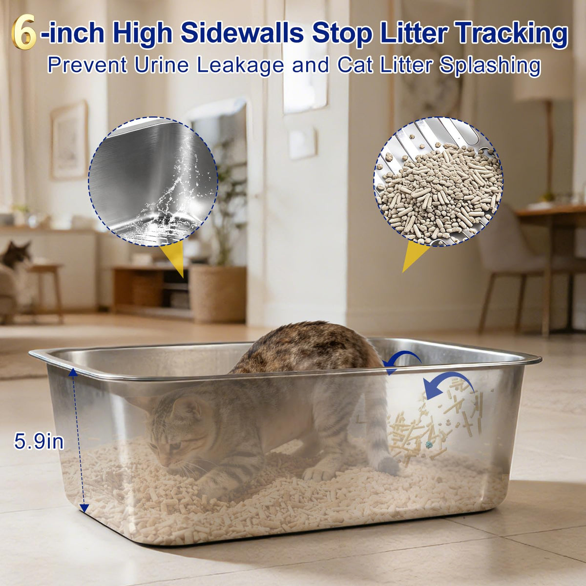 Stainless Steel Sifting Litter Box with Sifter F984