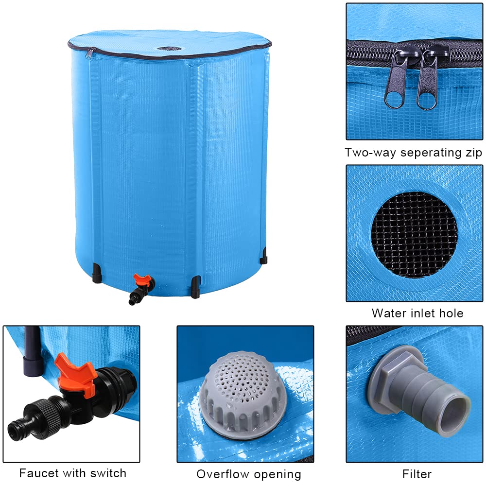 50 Gallon Blue Collapsible Rain Barrel D4964