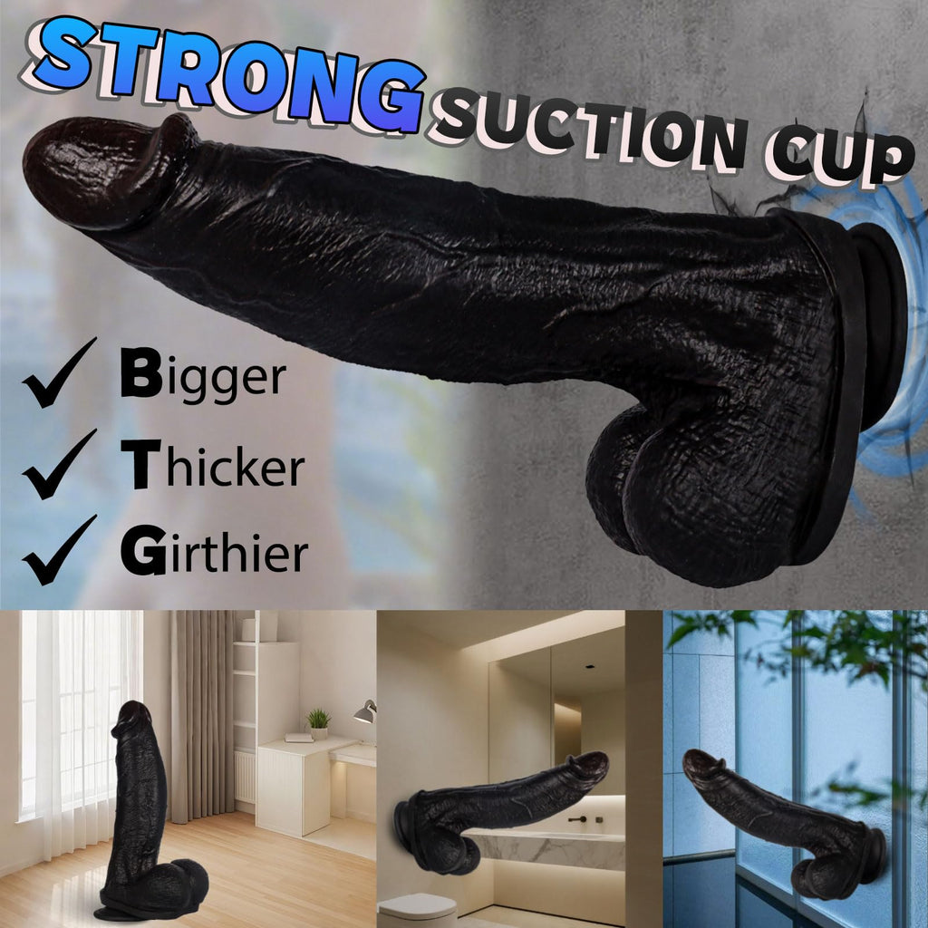 Black Realistic Silicone Dildo with Suction Cup T2831