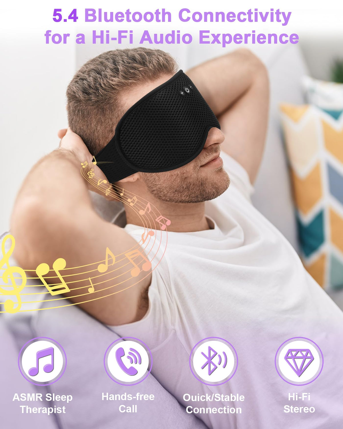3D Contoured Sleep Mask with Bluetooth Headphones C859