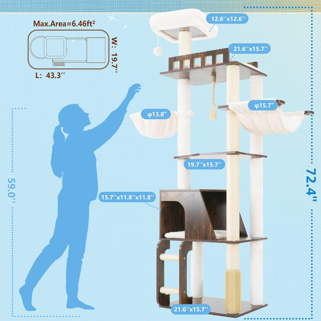 Wooden Cat Tree with Large Platforms D9800