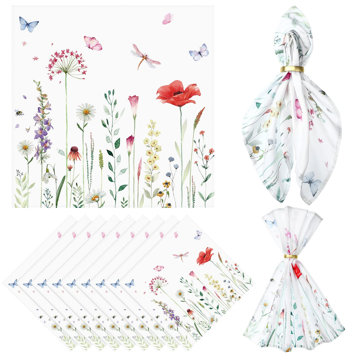 12 Pcs Flower Cloth Napkins X10807