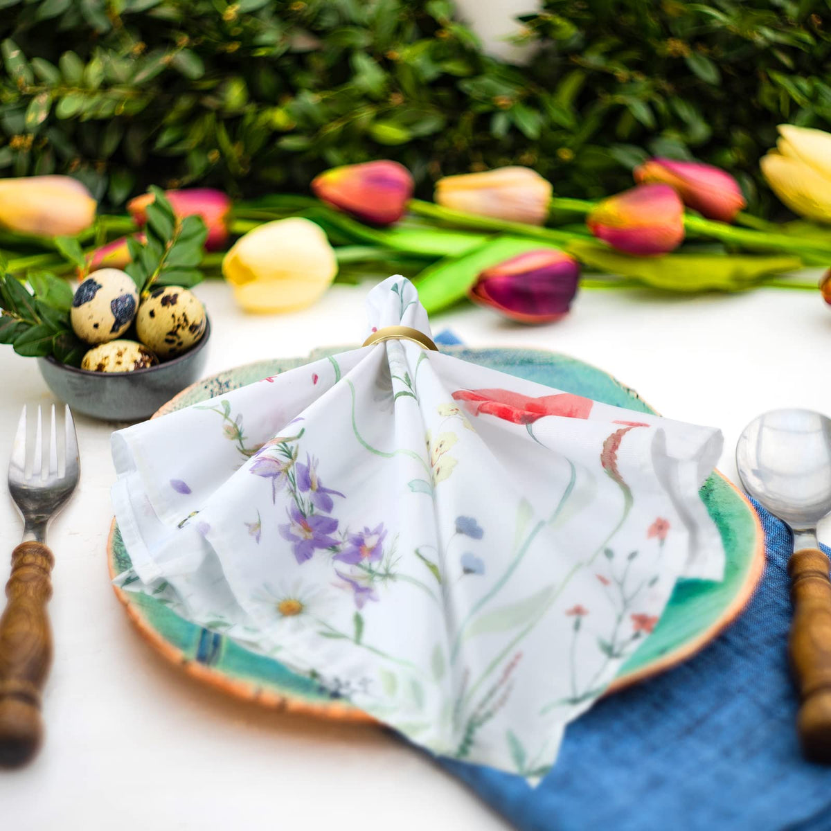 12 Pcs Flower Cloth Napkins X10807