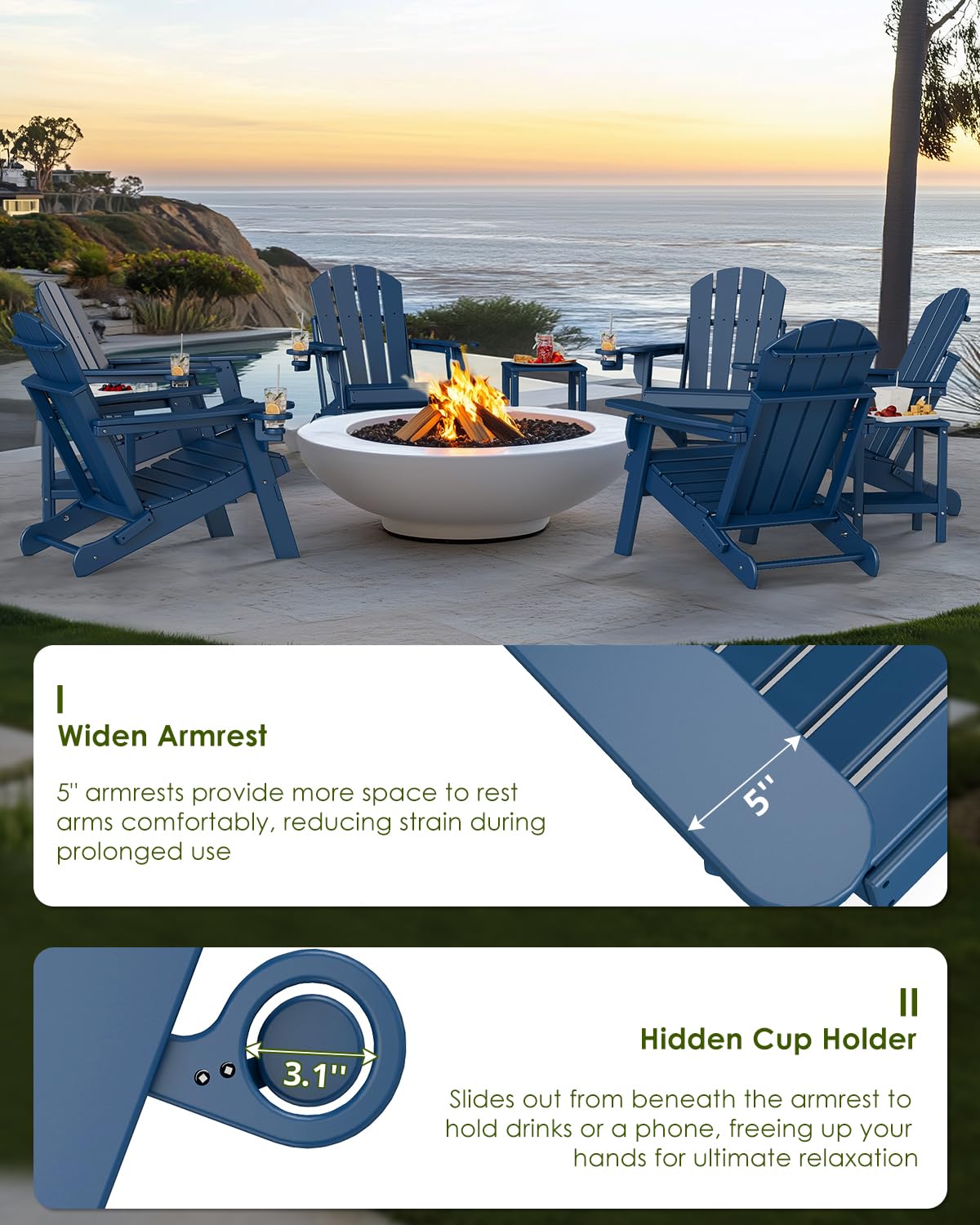Folding Adirondack Chairs Set of 2 Blue Z9417