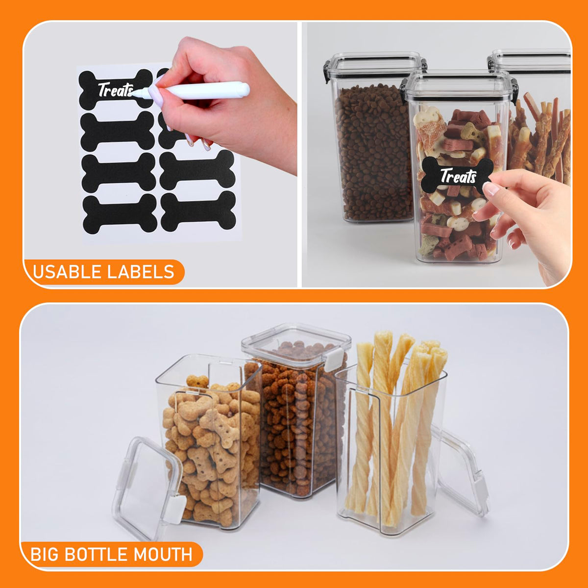 3 Pack Airtight Pet Food Storage Containers with Locking Clips E391423