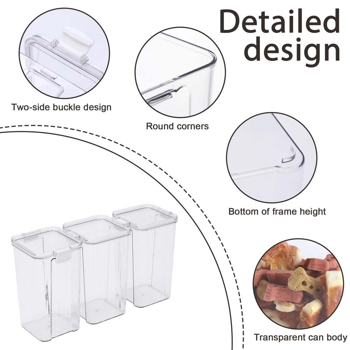 3 Pack Airtight Pet Food Storage Containers with Locking Clips E391423