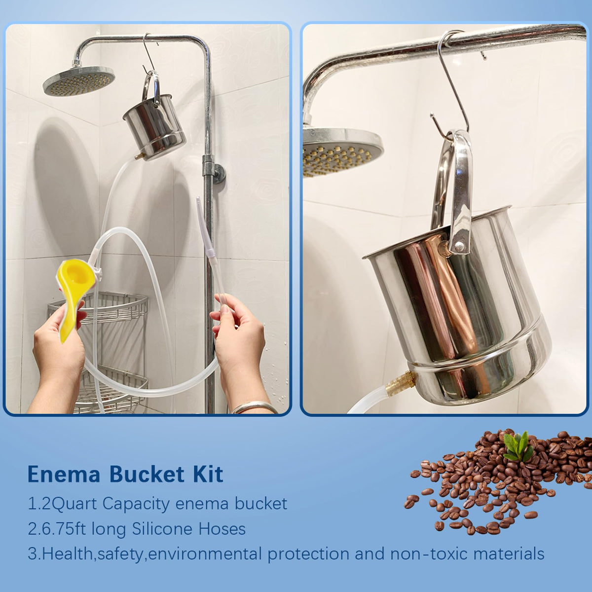 Coffee Enema Bucket Kit Stainless Steel 1.8 Quart Q376146