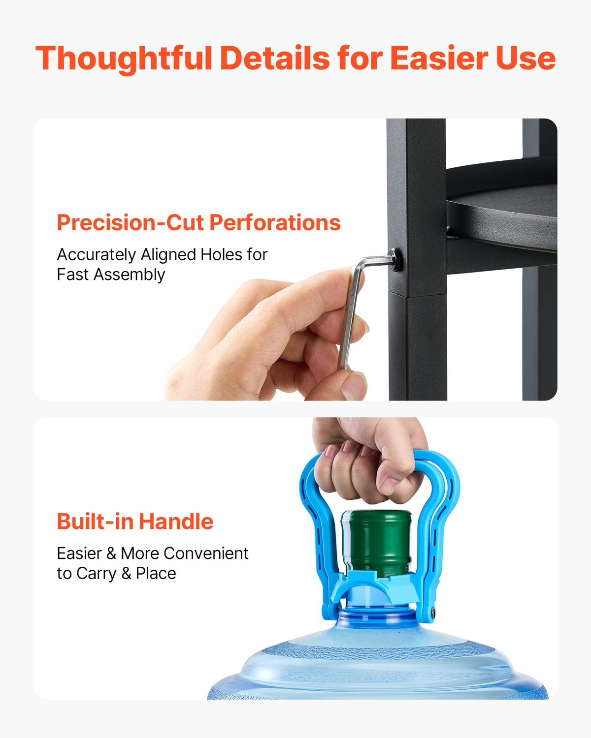 5 Gallon Heavy Duty Water Jug Stand with Storage Shelf V2848