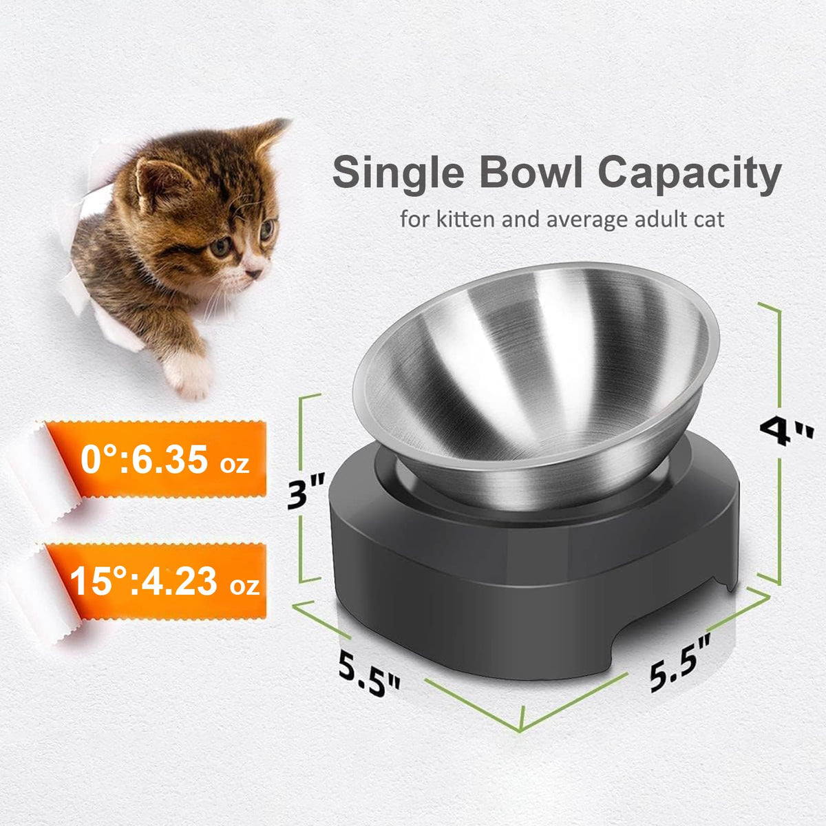 Stainless Steel Raised Cat Food Bowl Y240
