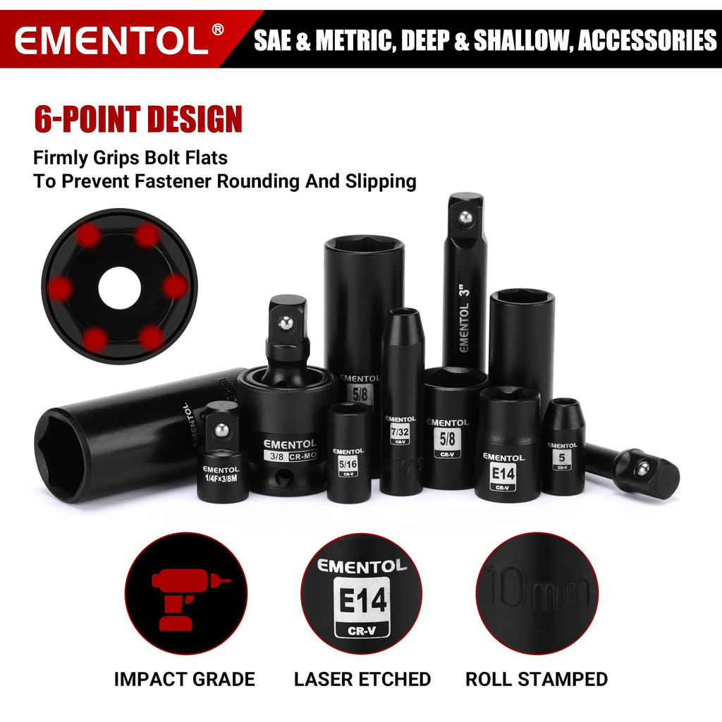 189-Piece Impact Socket Set, 1/4" & 3/8" Drive Metric and SAE D802
