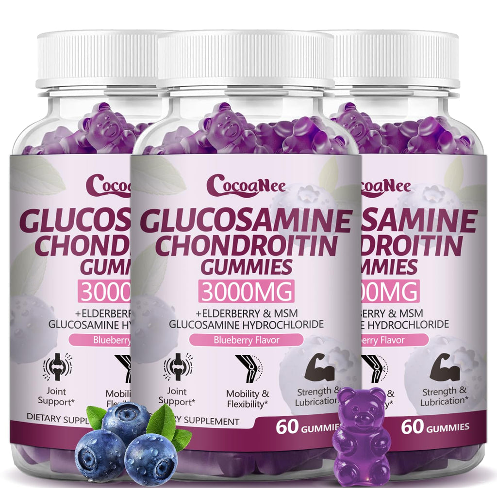 3000MG Glucosamine Chondroitin Gummies with MSM & Elderberry 180Cts Z5109