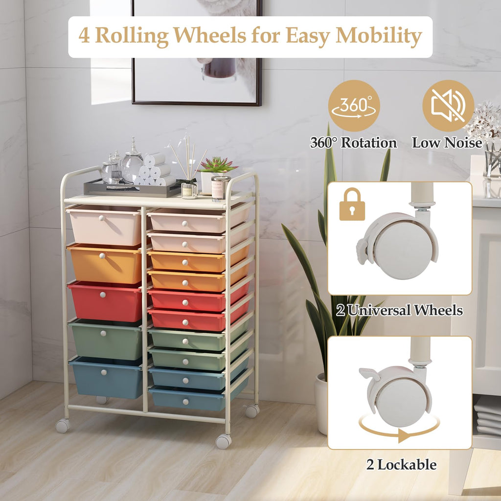 15 Drawer Rolling Storage Cart with Removable Drawers V15139