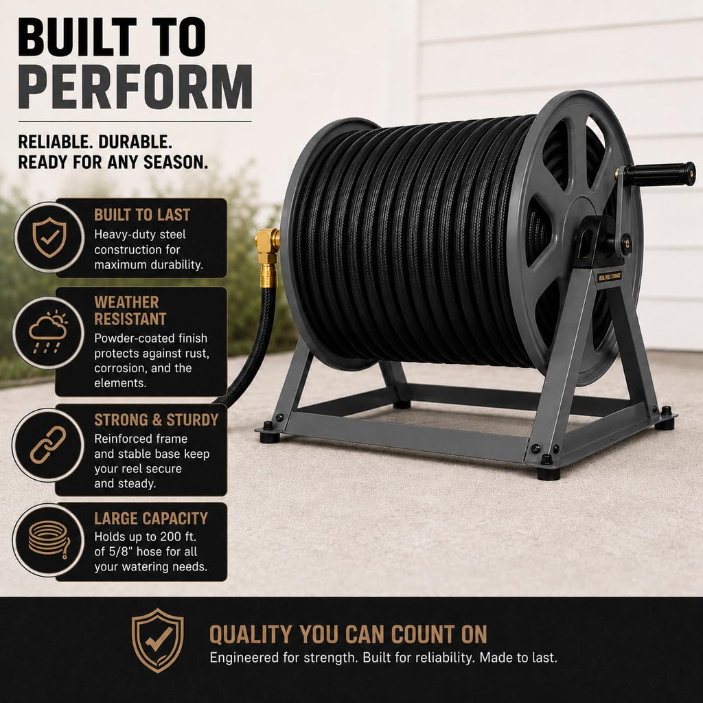 200ft Heavy Duty Metal Floor and Wall Mounted Hose Reel K81301
