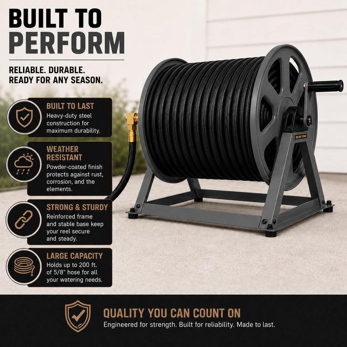 200ft Heavy Duty Metal Floor and Wall Mounted Hose Reel K81301