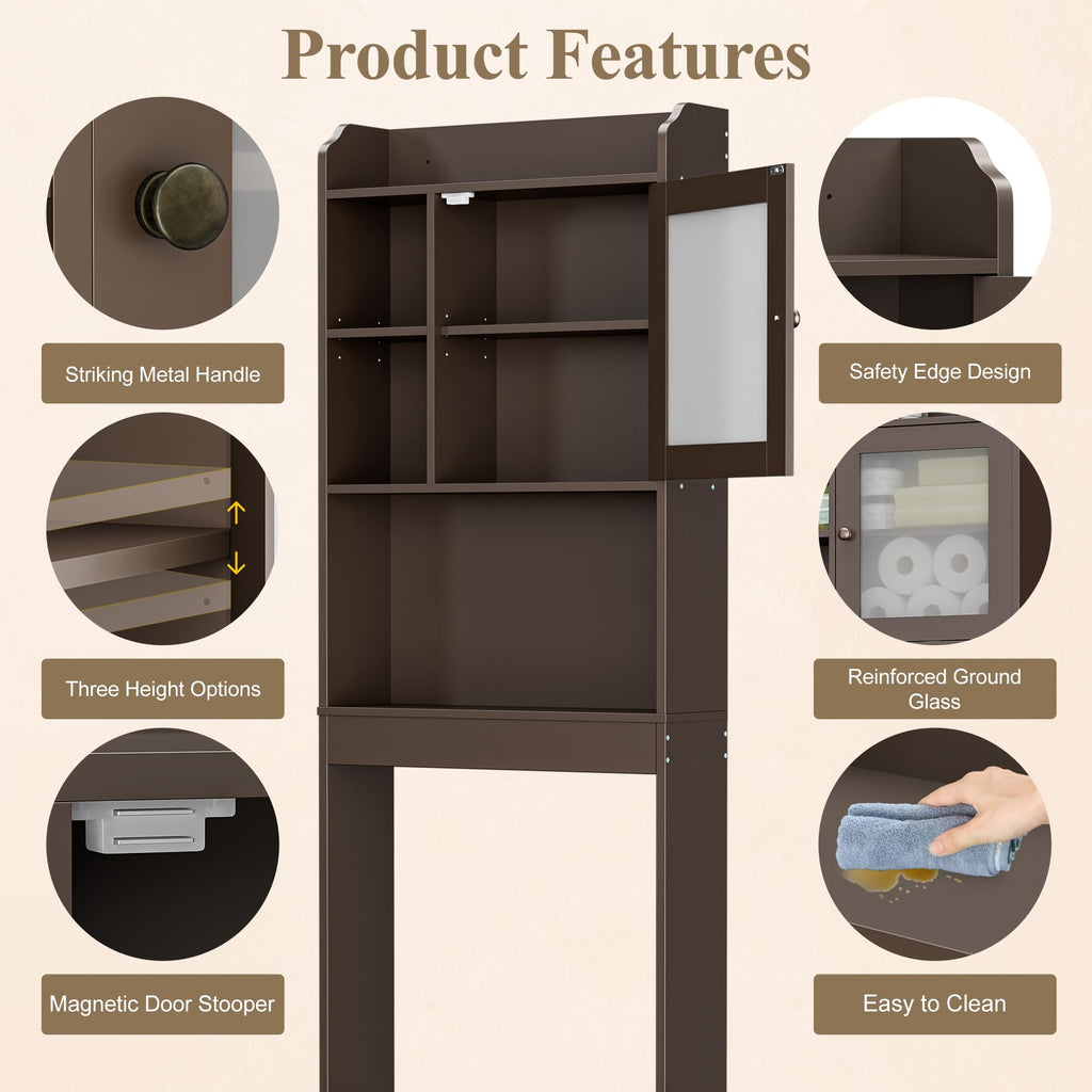 Over The Toilet Storage Cabinet with Adjustable Shelf and Double Doors N691