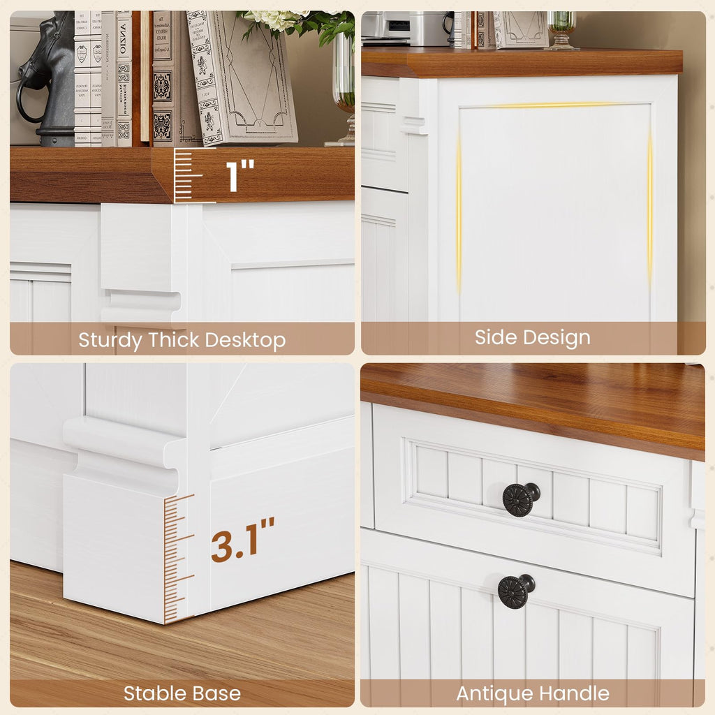 White Brown 4 Drawer Wood File Cabinet with Power Outlets Y529889