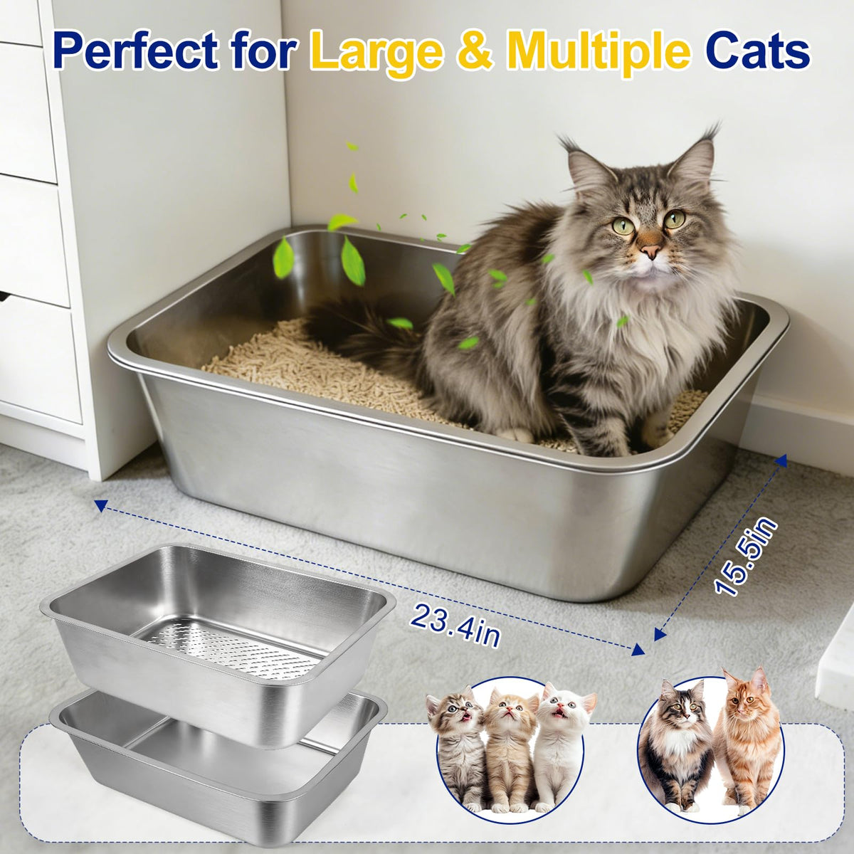 Stainless Steel Sifting Litter Box with Sifter F984