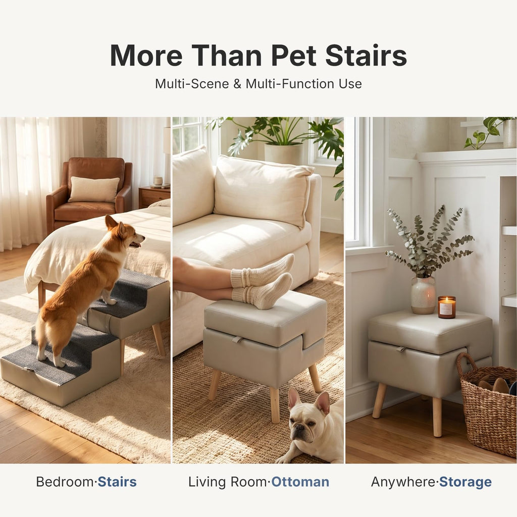 2-in-1 Foldable Dog Stairs & Ottoman L111