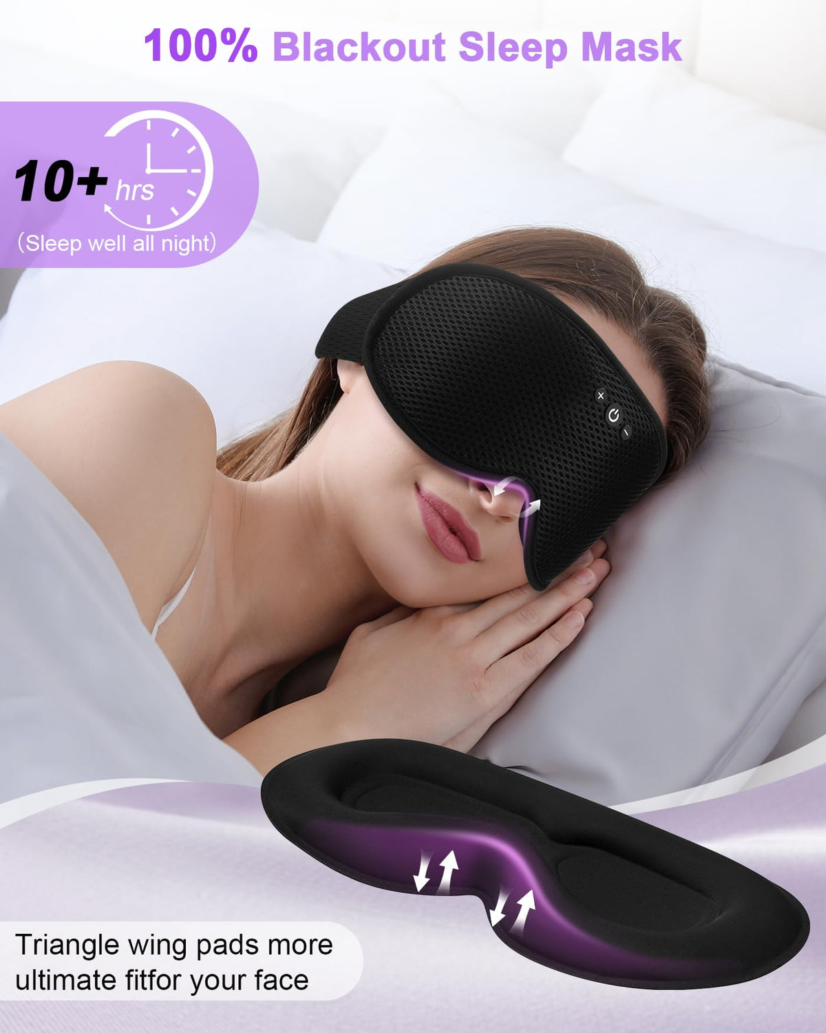 3D Contoured Sleep Mask with Bluetooth Headphones C859