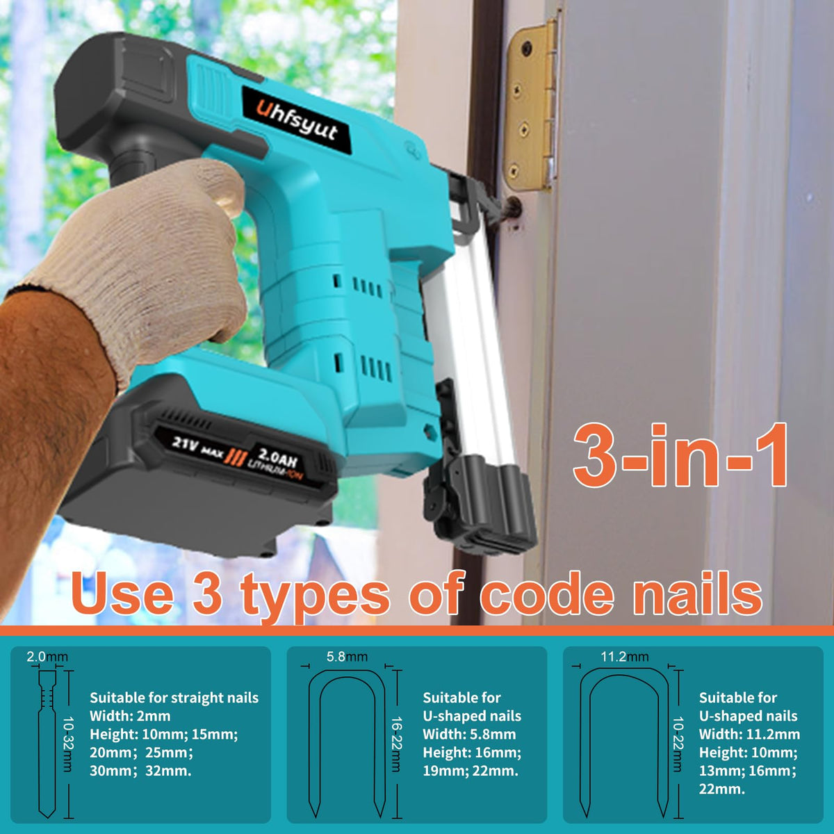 Cordless 21V 2 in 1 Brad Nailer and Staple Gun B219713