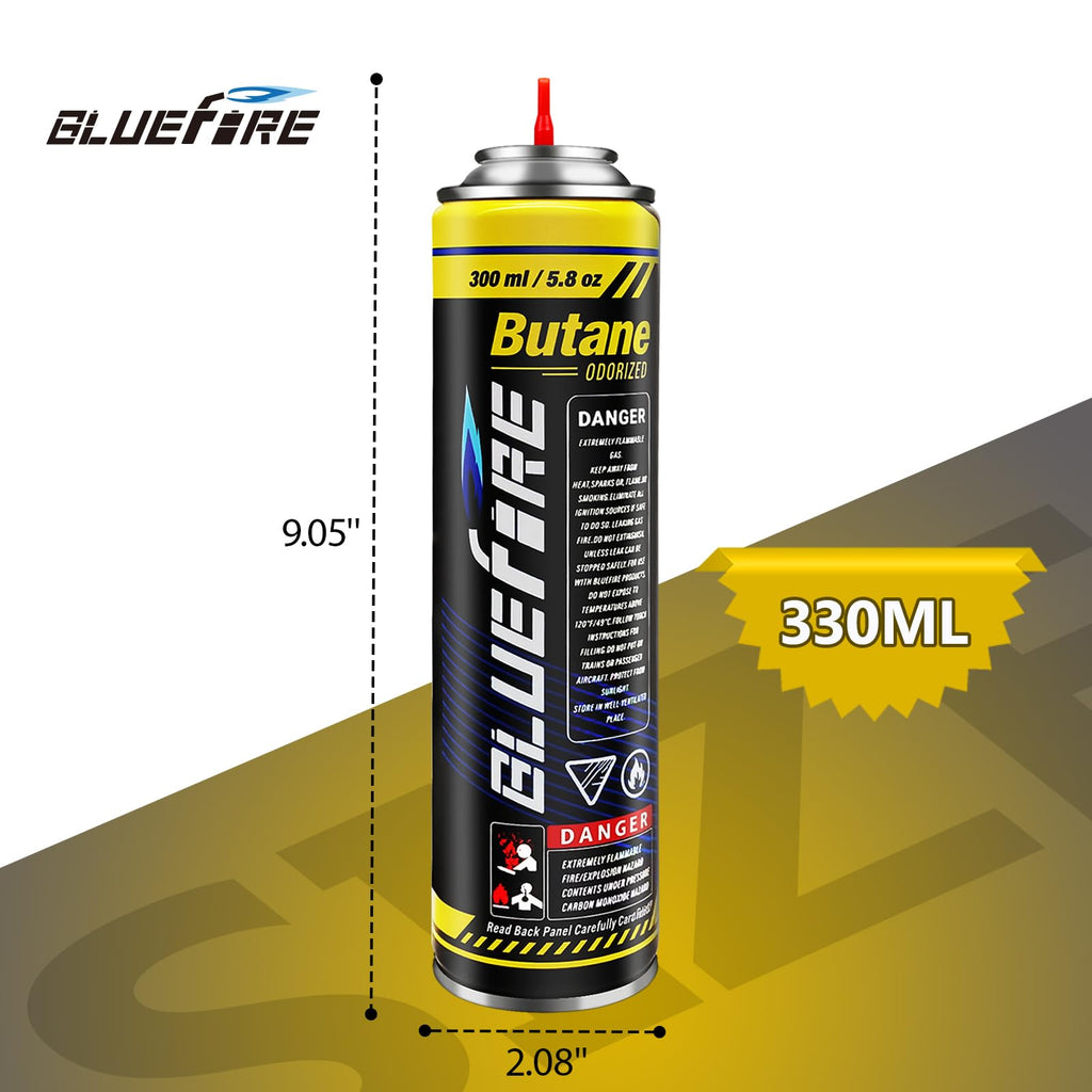 Pack of 2 Butane Fuel Refill 10.56 fl oz Canister with 5 Nozzle Adapters N557