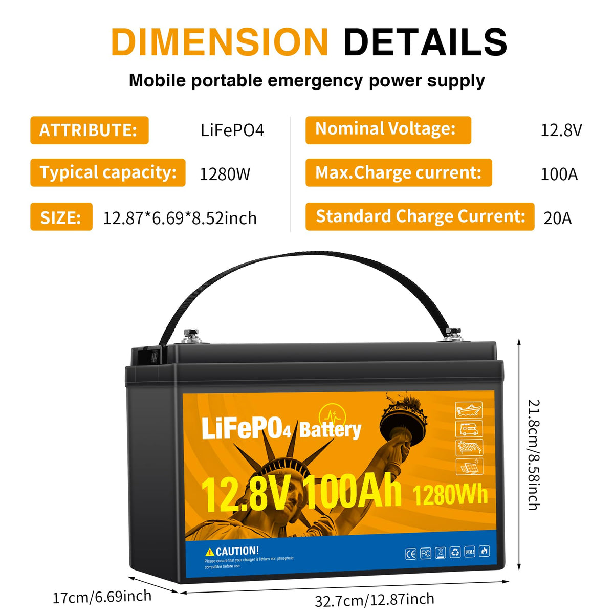 12.8V 100Ah LiFePO4 Lithium Battery A163422