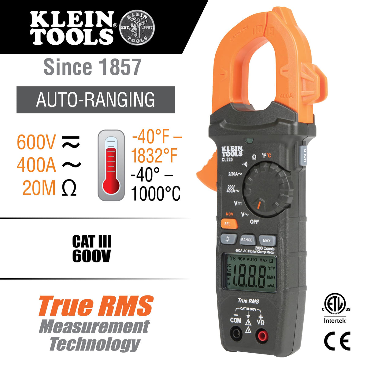 Digital Clamp Meter, Auto-Ranging 400 Amp AC P27460