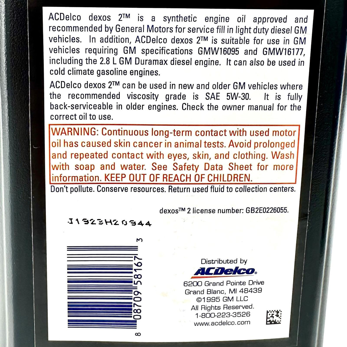 Full Synthetic 5W-30 Motor Oil Case of 12 Quarts I8559