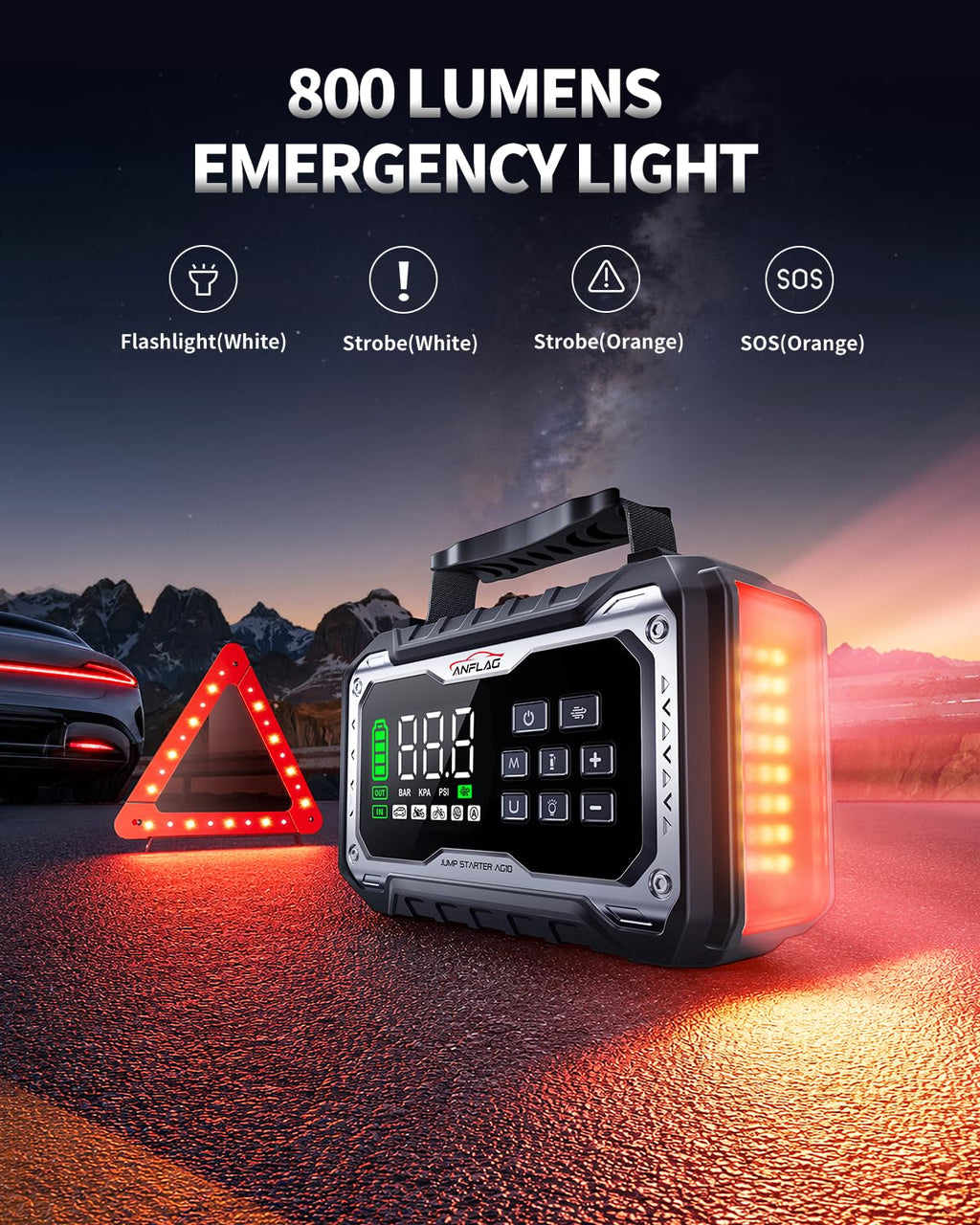 Car Battery Jump Starter with Air Compressor 8000A Portable Booster Pack 160PSI Tire Inflator M497849