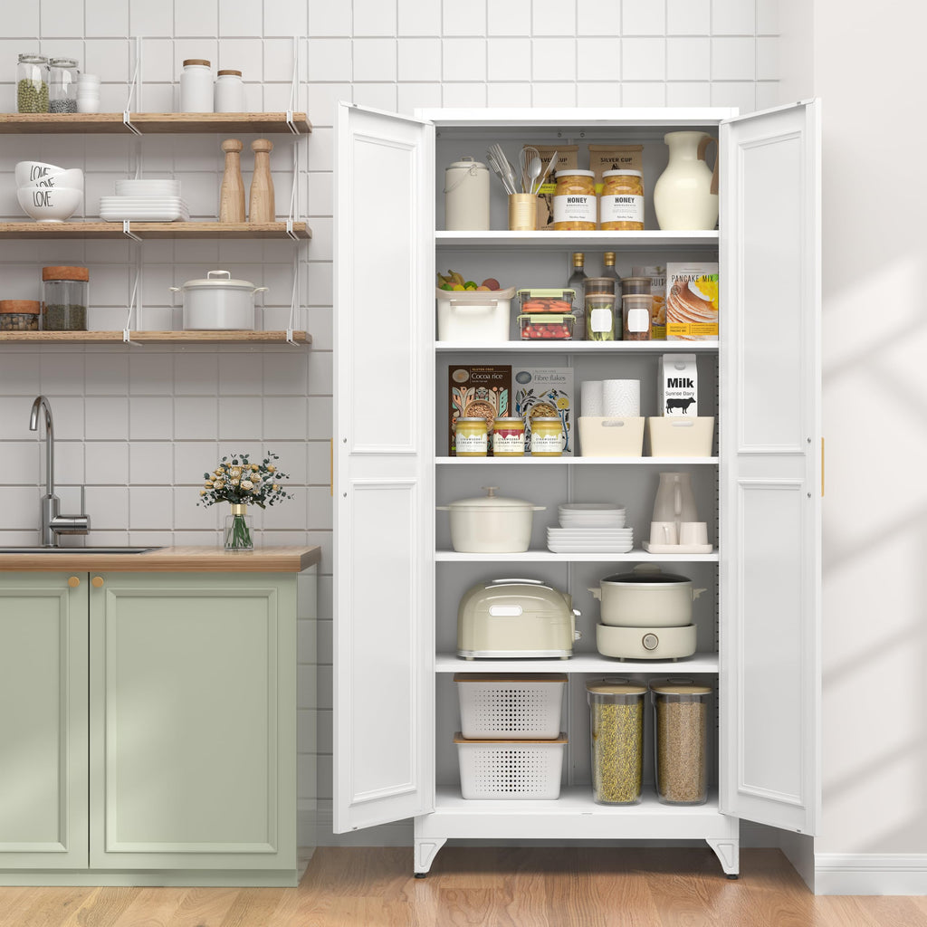 75" Metal Kitchen Pantry Cabinet with Doors C1063