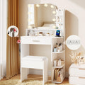 White Small Vanity Set with Chair, Mirror & Lights X1683