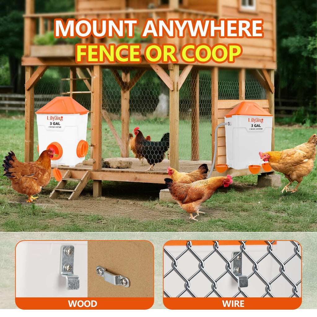 3 Gallon Automatic Chicken Waterer & Feeder Set J2385