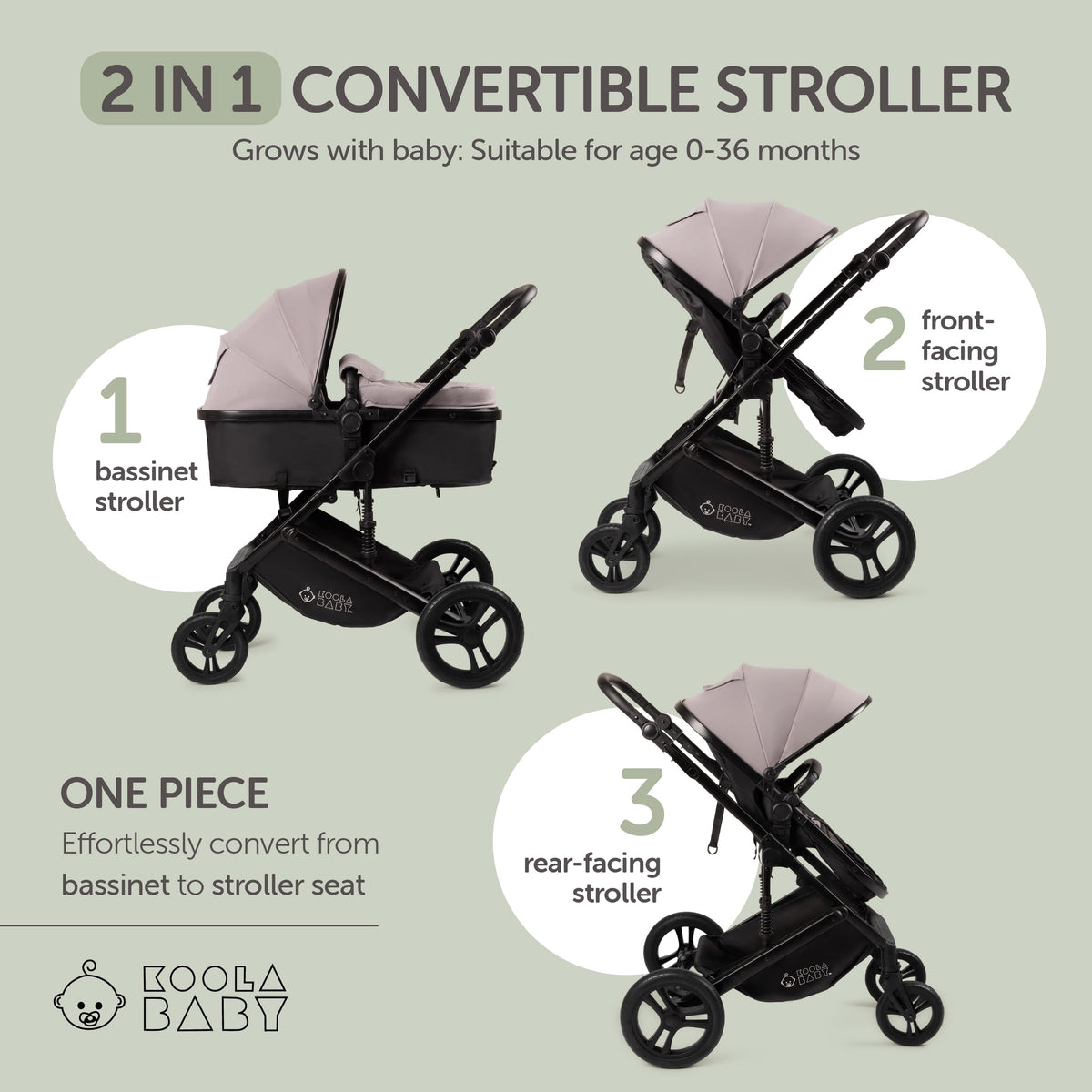 2-in-1 Foldable Baby Stroller with Extendable Canopy Q696770