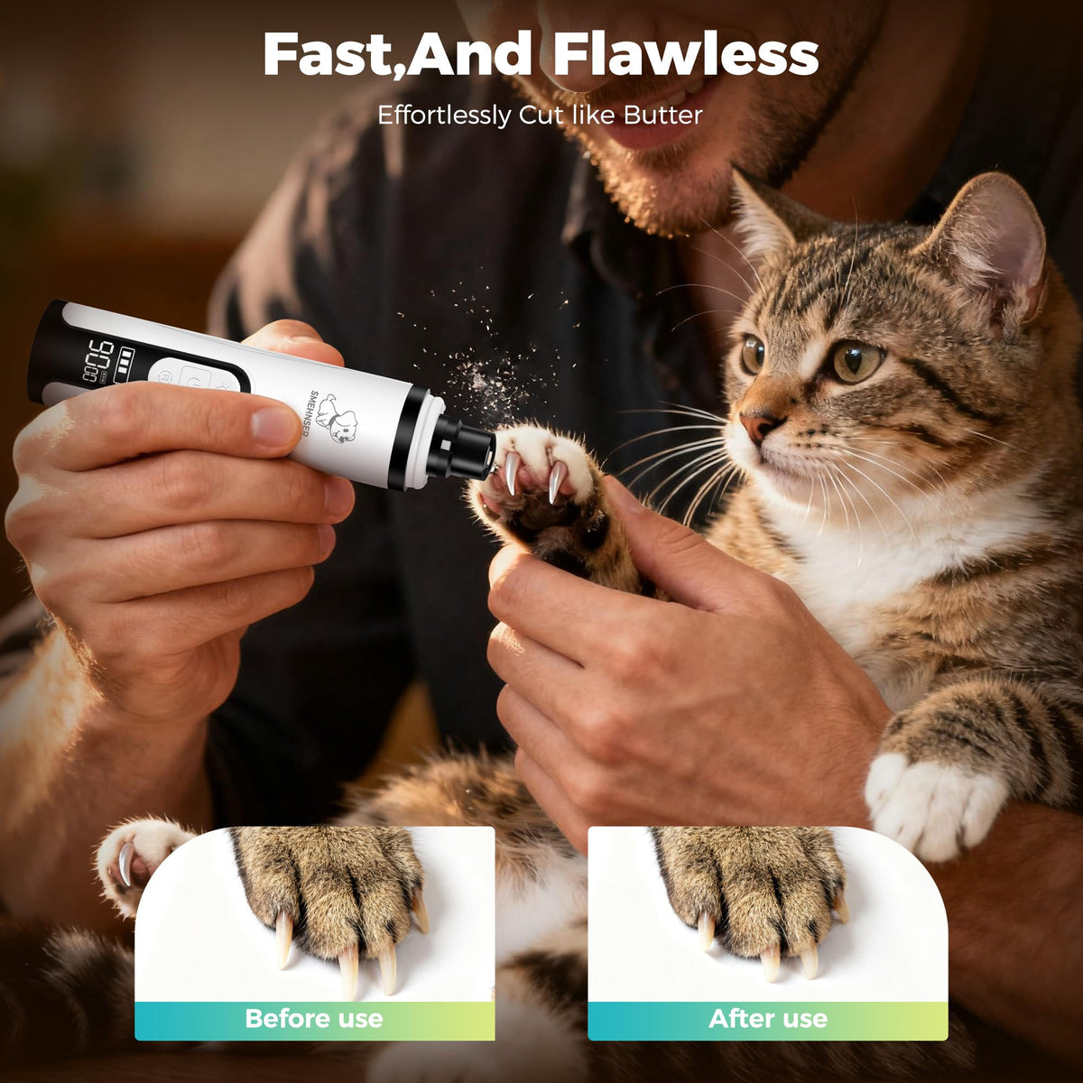 Silent Cordless Dog Nail Grinder with 3 Adjustable Speeds R358029
